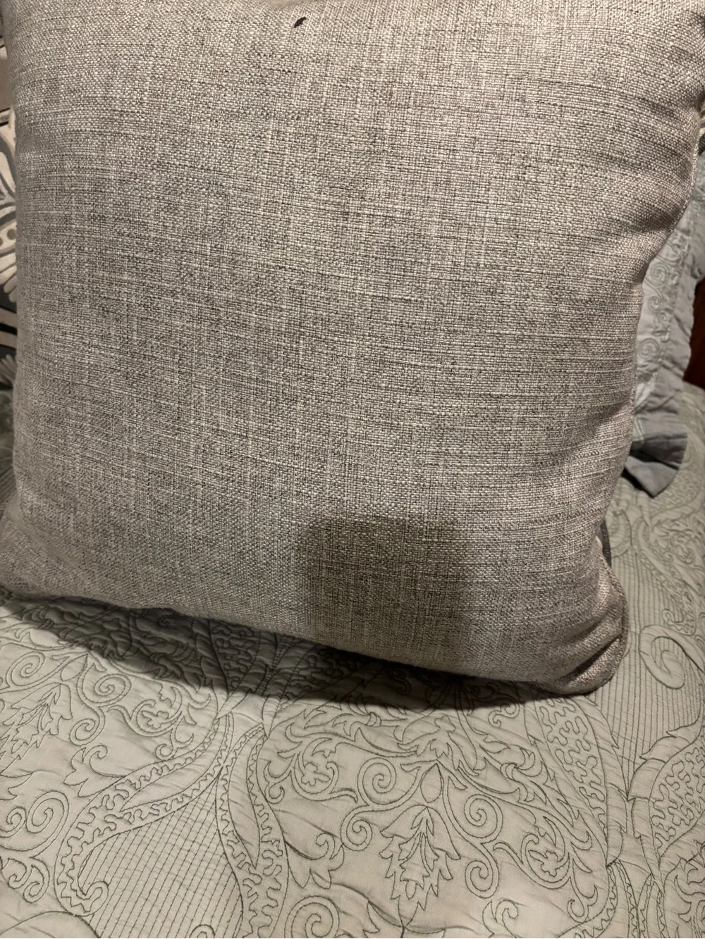 Decorative Scroll-Pattern Throw Pillow in Navy and Cream - 18